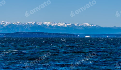 Preview: The Puget Sound Is Windy With The Olympic Mountains In The Distance.