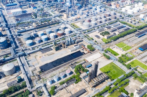 Preview: aerial view of petrochemical plant area