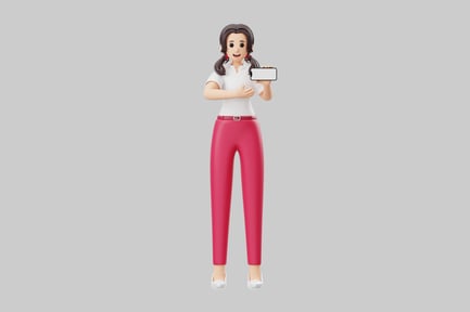 Preview: Cartoon woman with smartphone
