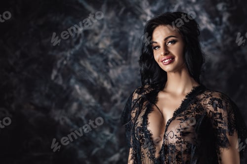 Preview: portrait of sexy beautiful woman in lace black sensual lingerie