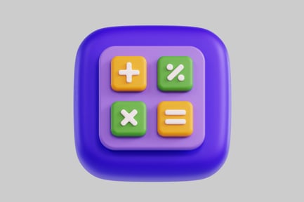 Aperçu: Appli de calculatrice, boutons carrés colorés