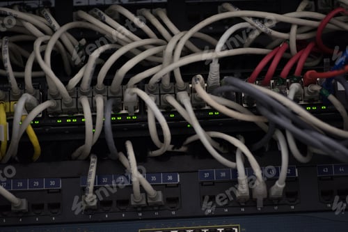 Preview: Close up shot of group of LAN cables connected to server