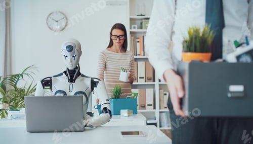Preview: The impact of AI on jobs: fired business people leaving the office