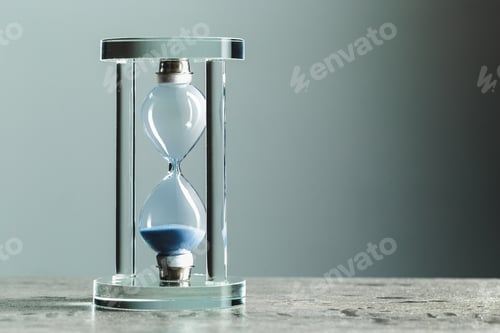 Preview: Close up hourglass on table