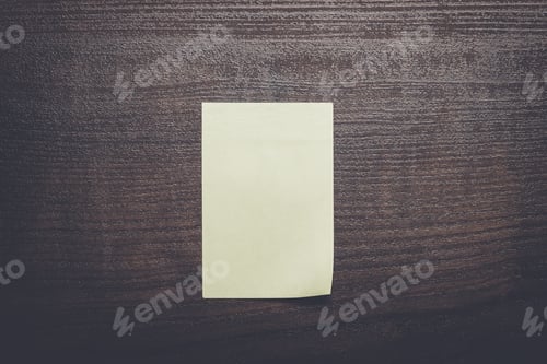 Preview: blank sticker on brown wooden table