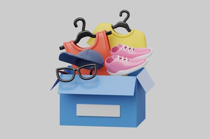 Preview: Clothing donation box with items