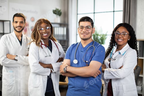 Preview: beautiful medical nurse and colleagues in hospital