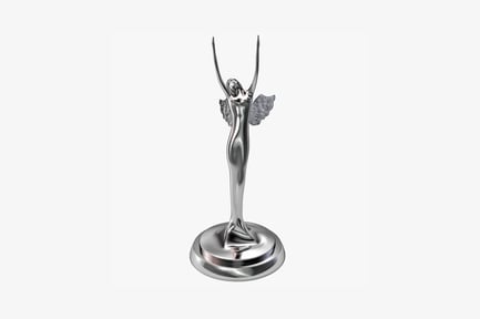 Preview: Silver angel statue with upraised arms