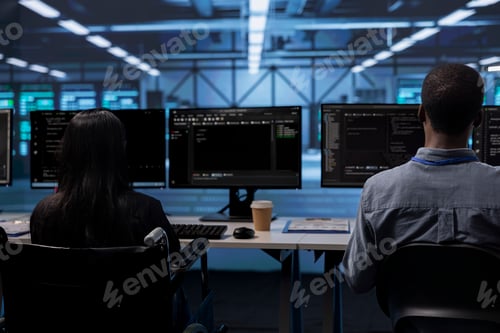 Preview: Person with disability and coworker in inclusive server room facility