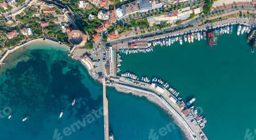 Preview: Alanya in Antalya Turkey. Sea and city with an open sky. Kizil Kule - Alanya