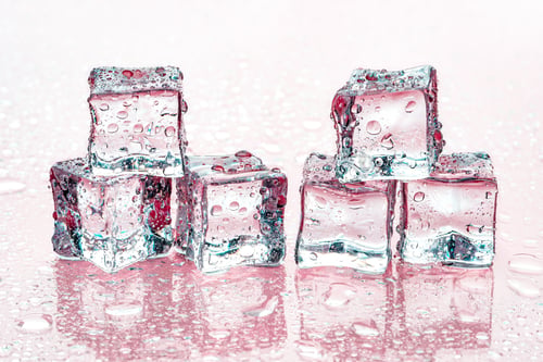 Close-up of Ice Cubes with Water Droplets