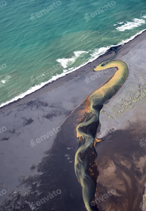 Preview: Aerial view of Glacier rivers in Iceland