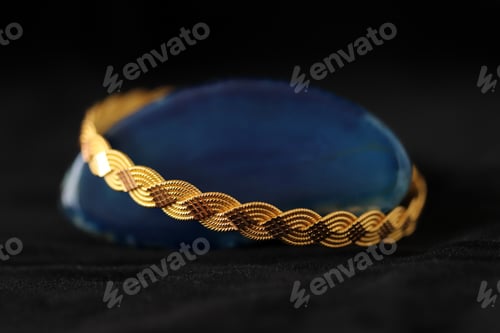 Preview: Gold bracelet on blue agate stone