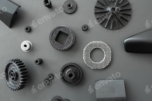 Preview: 3d printed objects on the table in the laboratory