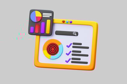 Preview: Dashboard with charts and checkmarks