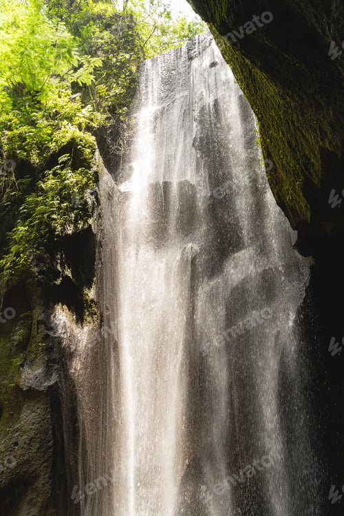Preview: Low angle photo of waterfall in jungles