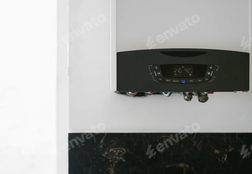 Preview: gas boiler at home, heating system, house technology