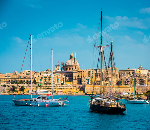 Preview: View of Marsamxett Harbour and Valletta