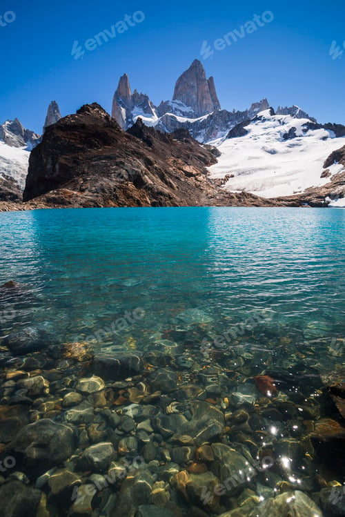 Preview: Mount Fitz Roy (aka Cerro Chalten) rising from Lago de los Tres, El Chalten, Patagonia, Argentina, S