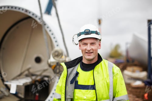Preview: Portrait of engineer at wind farm