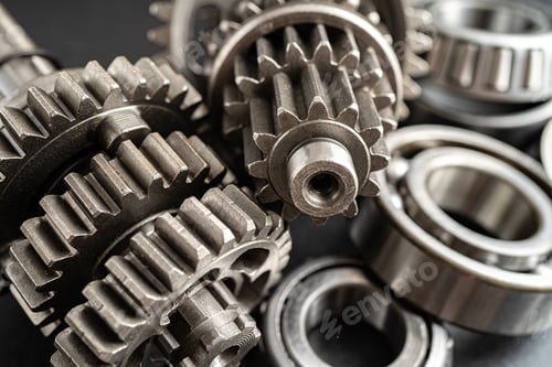 Preview: Gear and cogs wheels, clock mechanism, brass metal engine industrial.