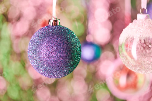 Preview: Blue spherical decoration covered with tiny glitters and other decorative balls