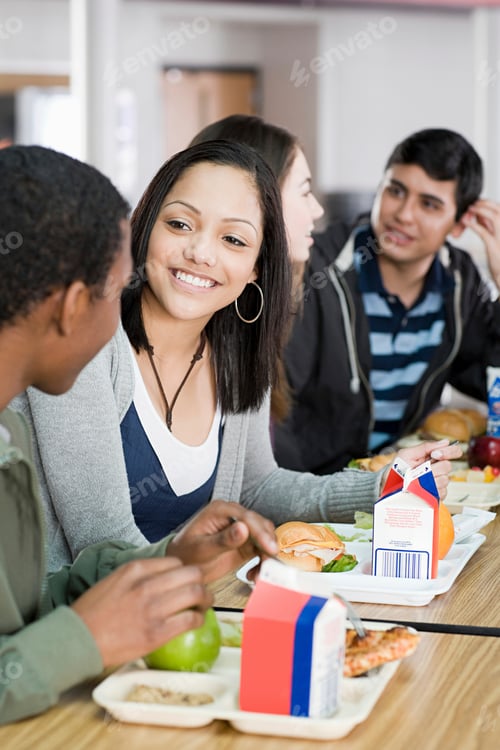 Preview: High school students enjoying lunch together