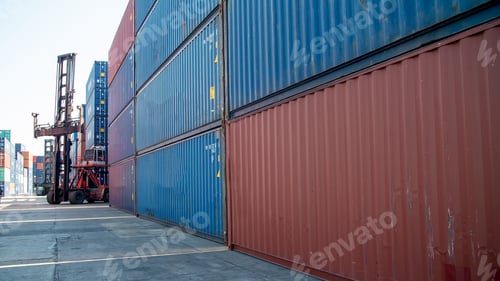 Preview: Container Cargo Port Ship Yard Storage Handling of Logistic Transportation Industry. Row of Stacking