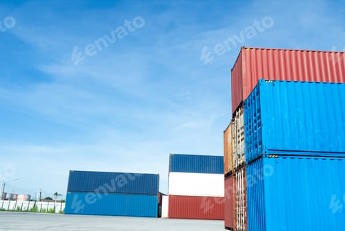 Preview: Container export logistic port Blue sky background