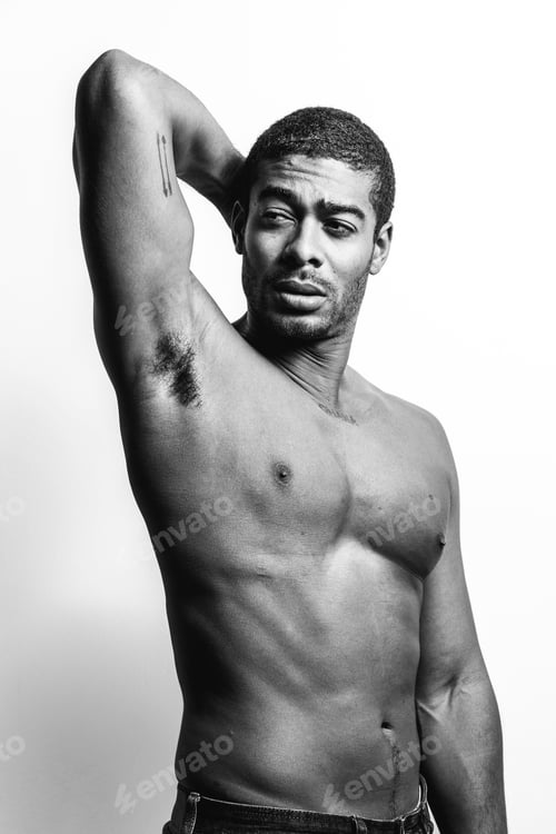 Preview: Muscle African American Man Over White Background