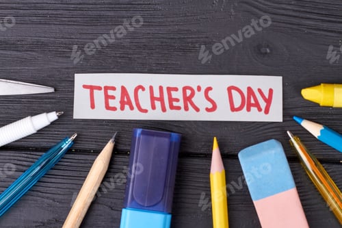 Preview: Teacher's day concept with stationery accessories.