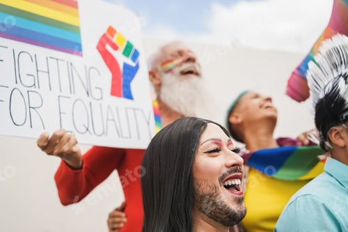 Preview: Gay and transgender people protest at lgbt pride event for equality rights outdoor