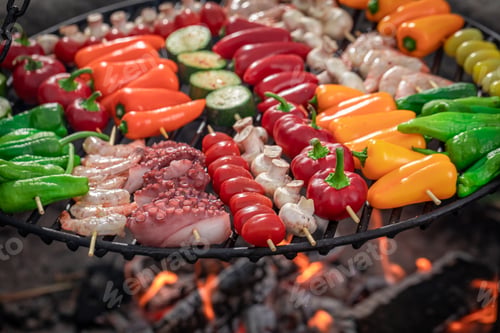 Preview: Tasty and healthy grilled shashlik as healthy snack for bbq.