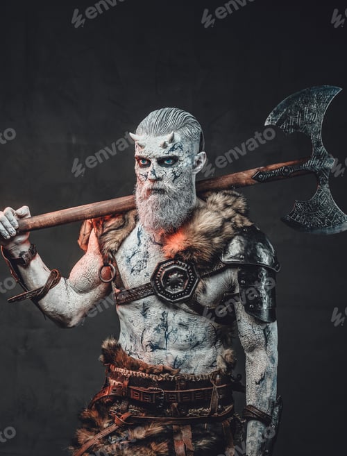 Preview: Iced warrior in armour and with two handed axe on his shoulder