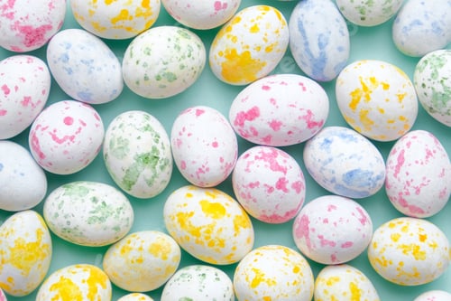 Preview: Happy easter pattern template with decor of colorful pastel colors easter eggs .Mockup design for in