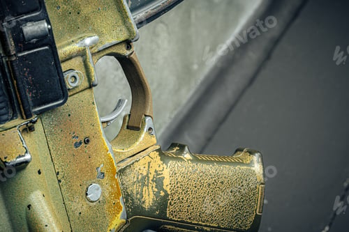 Preview: Modern weapon series. US Army assault rifle, close up