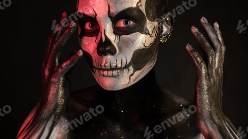 Preview: Pretty girl with skeleton makeup