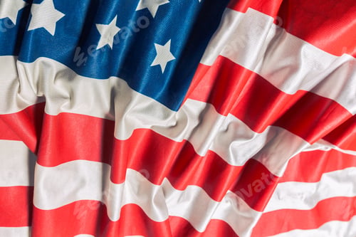 Preview: Closeup of ruffled American flag