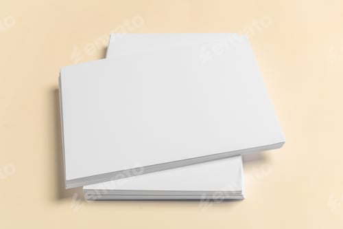 Preview: Stack of blank paper sheets on a plain background for various uses and projects