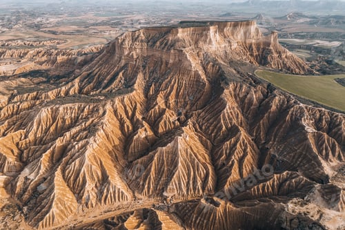Preview: Aerial view of Bardenas Reales desert in southeast Navarre, Spain