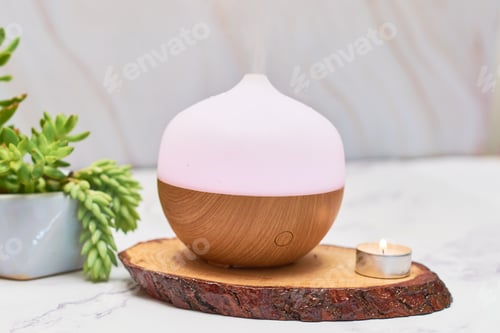 Preview: Aroma oil diffuser and plants. Aromatherapy concept