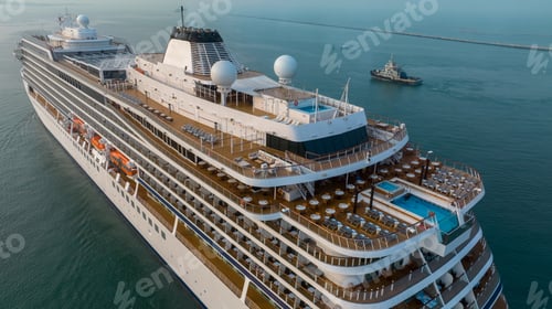 Preview: Cruise Ship, Cruise Liners beautiful white cruise ship above luxury cruise in the ocean sea concept