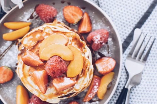 Preview: Pancakes with Fresh Fruit on a Plate