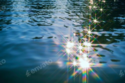 Preview: Abstract background from water texture with glitter from reflection of sunlight.