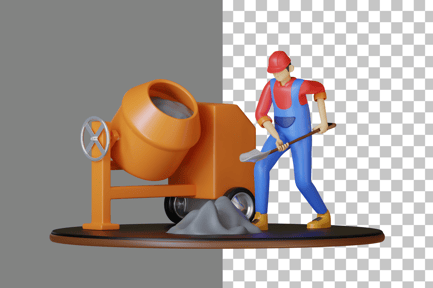 Preview: Worker with Shovel 3D Illustration