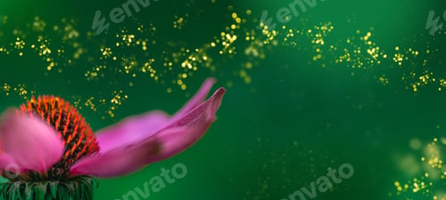 Preview: Magic compositions with blooming purple echinacea flower in herbal garden. Purple coneflower