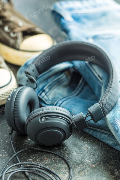 Preview: Headphones and blue jeans.