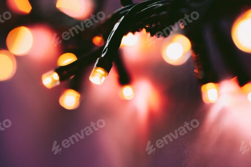 Preview: Illuminated garland lights on bright pink background
