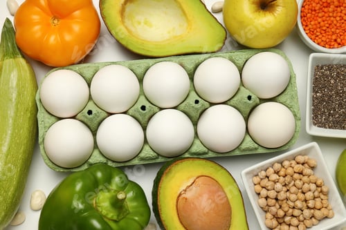 Preview: Concept of grocery, composition with different food