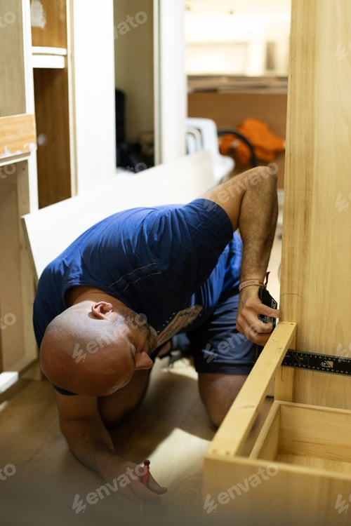 Preview: Young man renovating a caravan into a camper van for travel and adventure
